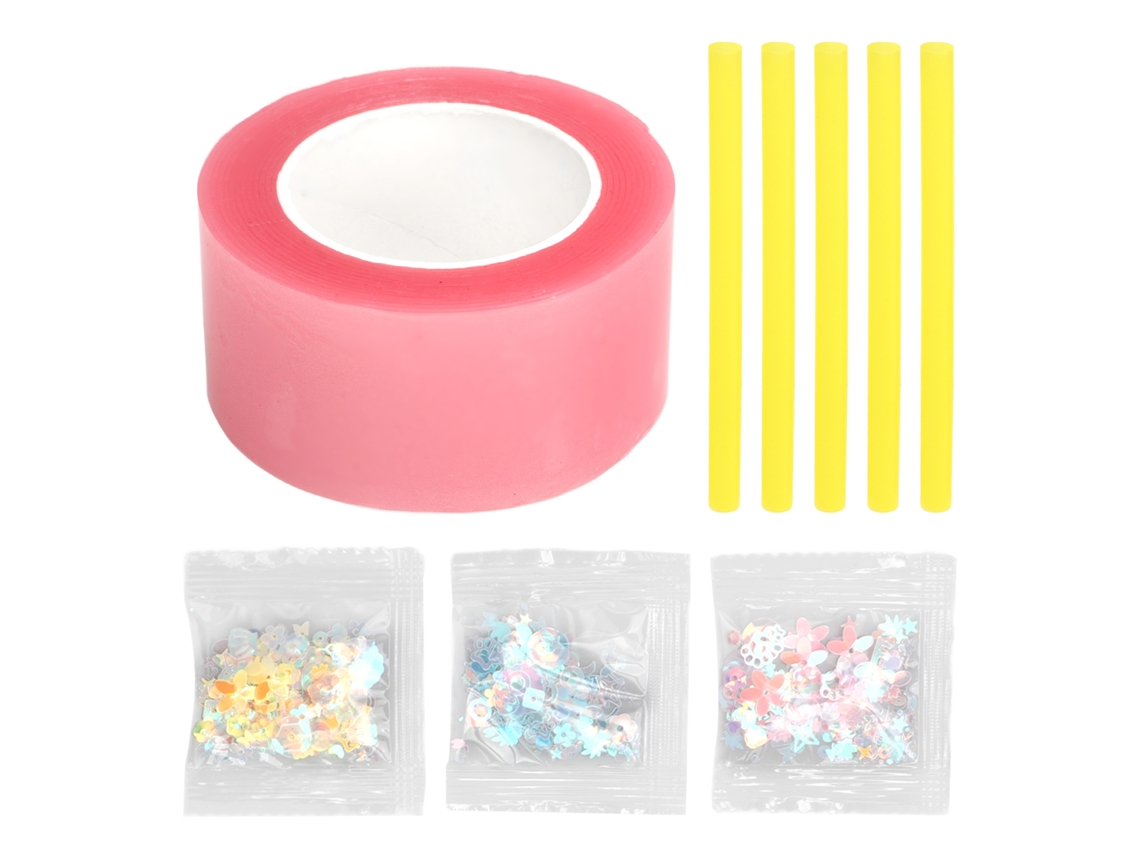 Kit De Bolhas De Fita Nano Com Canudos E Recheios Decorativos Diy Para Crianças Meninas E Meninos Rosa