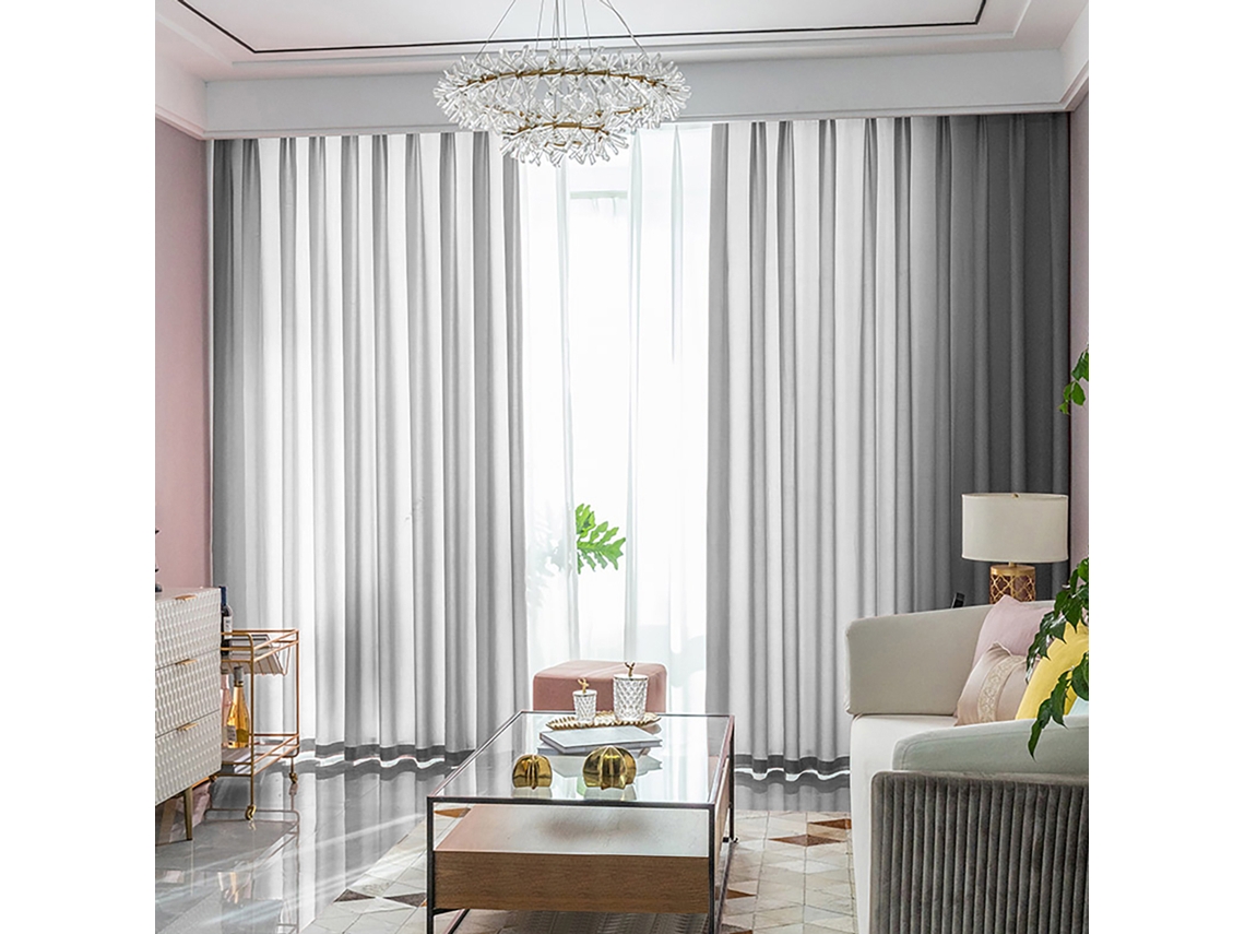 2pcs Cortinas S/MARCA, cor sólida, 175x140cm, fibra de poliéster