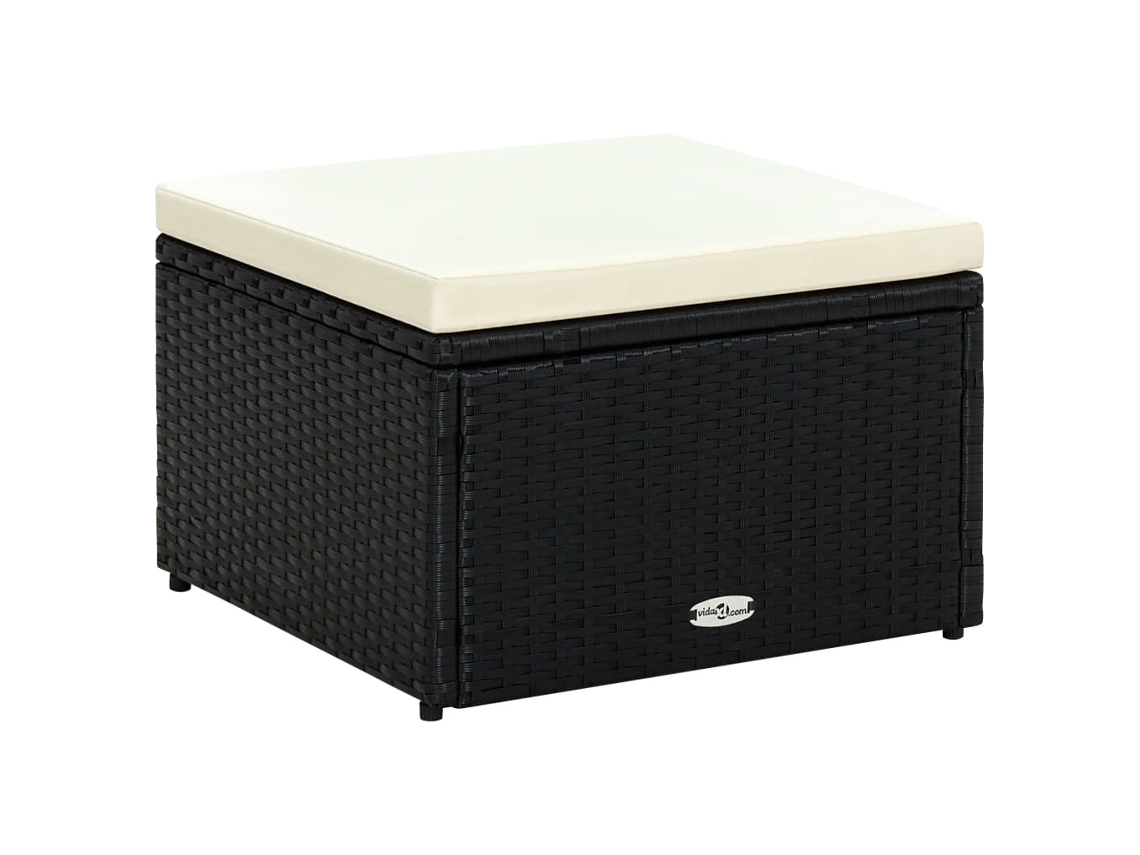 Vidaxl Banco Apoio De Pés/otamano Em Vime 53x53x30 Cm Preto