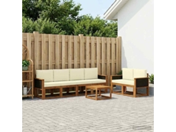 Vidaxl Conjunto De Sofás Para Exterior 6 Unid. Natural E Creme