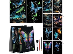 Papel Luminoso para Pintura com Raspagem, Arco, Íris, 8 Folhas com Ferram., Hobby, Brinquedos Criativos, Presentes e Decoração (a4 AQUAFORGE