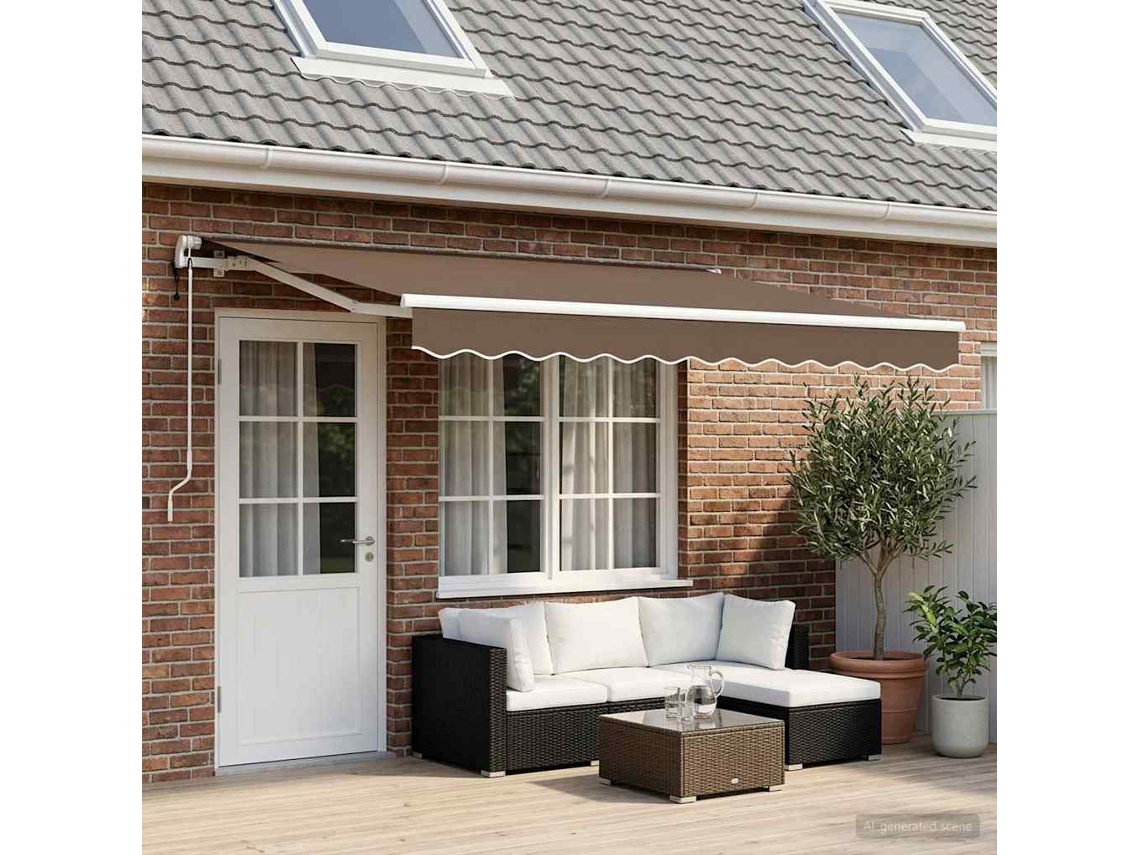 Vidaxl Toldo Retrátil Cinzento-acastanhado 600 × 300 Cm