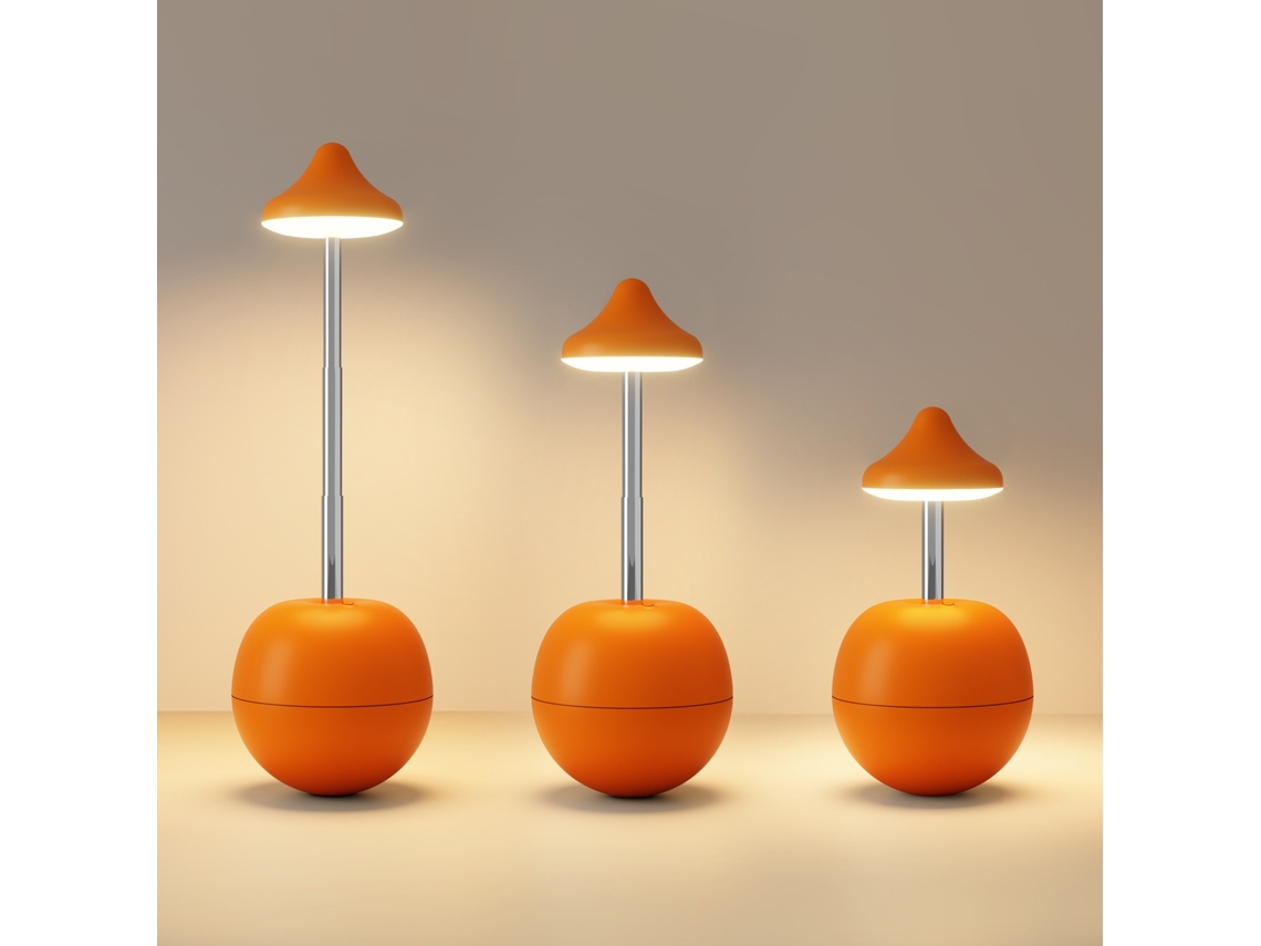 Luz Noturna Led Tipo Copo Com Brilho Regulável E Comando, Em Laranja Elysve