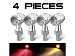 Rebe luzes de sinalização led para motocicleta cromadas 12v drl freio piscante indicador para honda suzuki kawasaki 4 peças vermelho amarelo