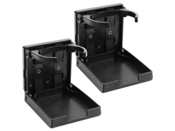 Porta-copos dobráveis e ajustáveis, 2 unidades, à prova d'água, para carro, barco, carrinho, cadeira de rodas, preto