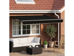 Vidaxl Toldo Retrátil Elétrico Preto 3,5 X 2,5 M
