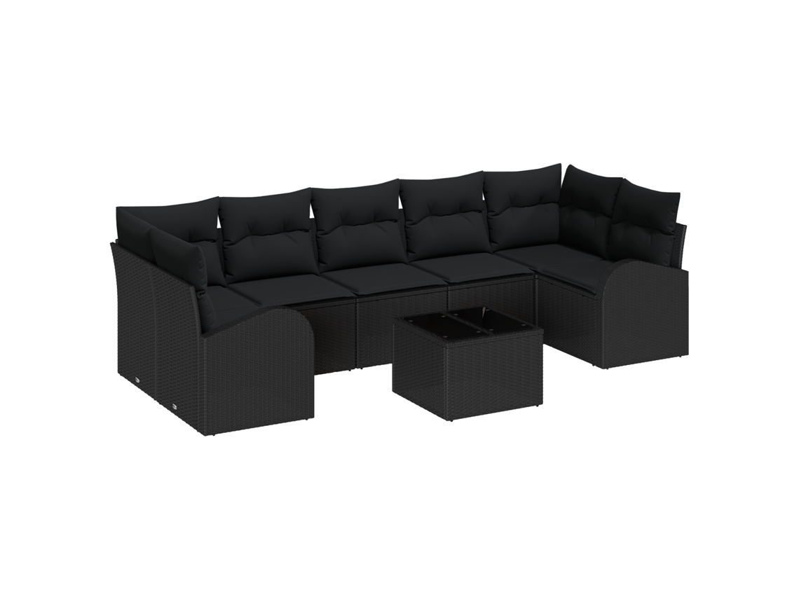 Conjunto 8 Conjunto De Sofás Para Exterior Vidaxl Preto Vime Pe (289 X 124 X 85 Cm)