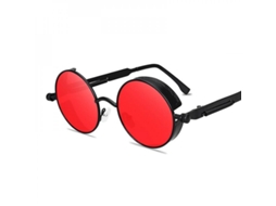 2026-gafas De Sol Redondas Vintage Steampunk Góticas De Metal Retro Diseño Para Hombre Y Mujer Cqr Negro Rojo