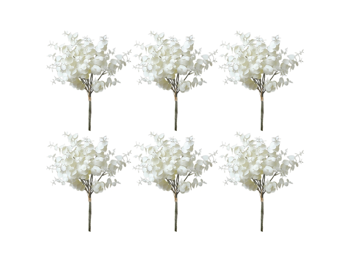 Laxiscreed Ramos De Eucalipto Artificial Com Folhas De Dinheiro, Pack De 6 Para Decoração Elegante