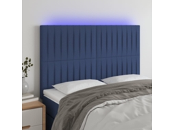 Vidaxl Cabeceira Cama C/ Led Tecido 144x5x118/128 Cm Azul