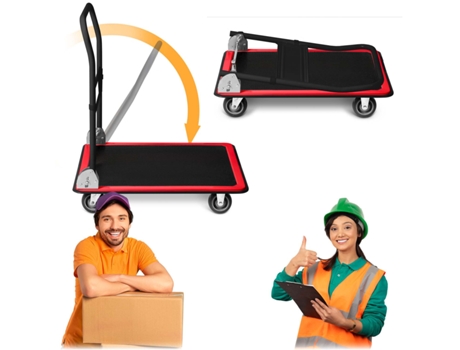 Carrinho De Transporte Plataforma Preto E Vermelho Hm 506 Humberg