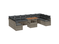 Conjunto 11 Mobiliário Externo Vidaxl Cinzento Vime Pe (100 X 55 X 73 Cm)