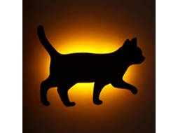 Luminária Noturna Led Em Formato De Gato, Design Funciona A Pilhas,
