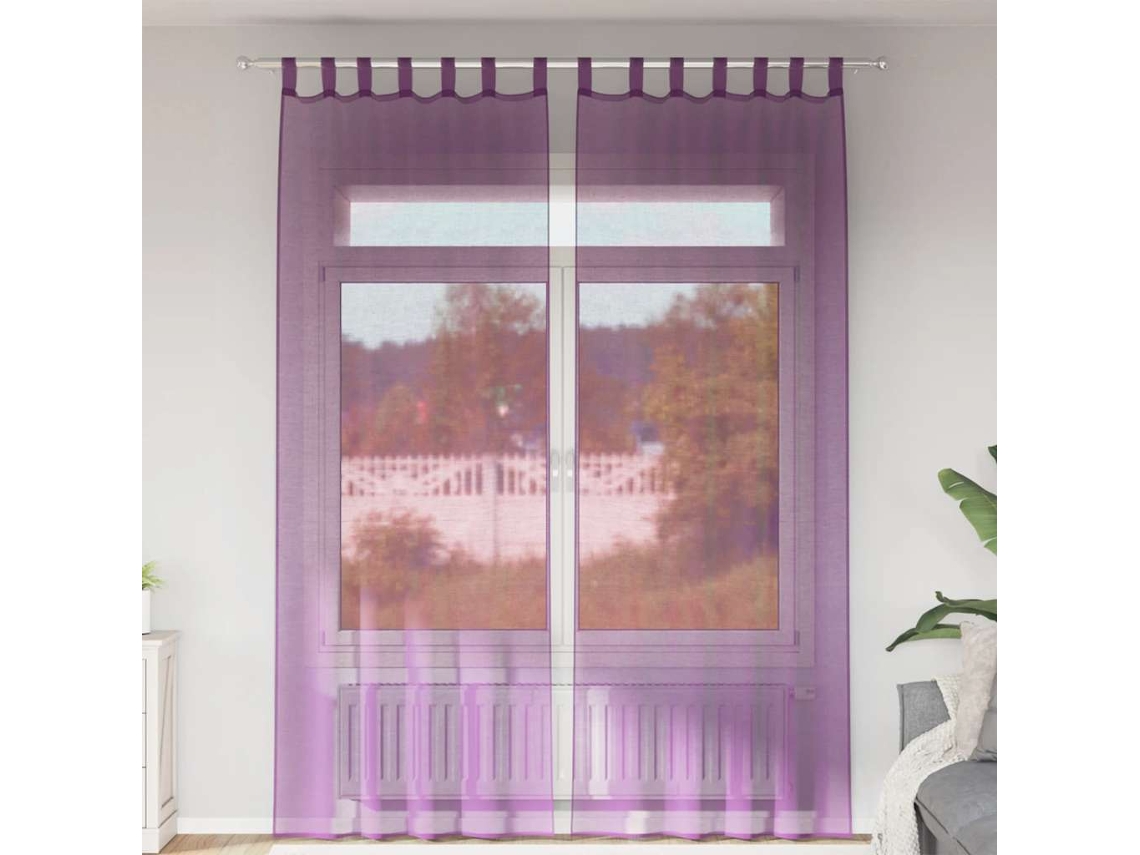 Vidaxl Cortinas De Voile Com Laços 2 Pcs Roxo 140x260 Cm