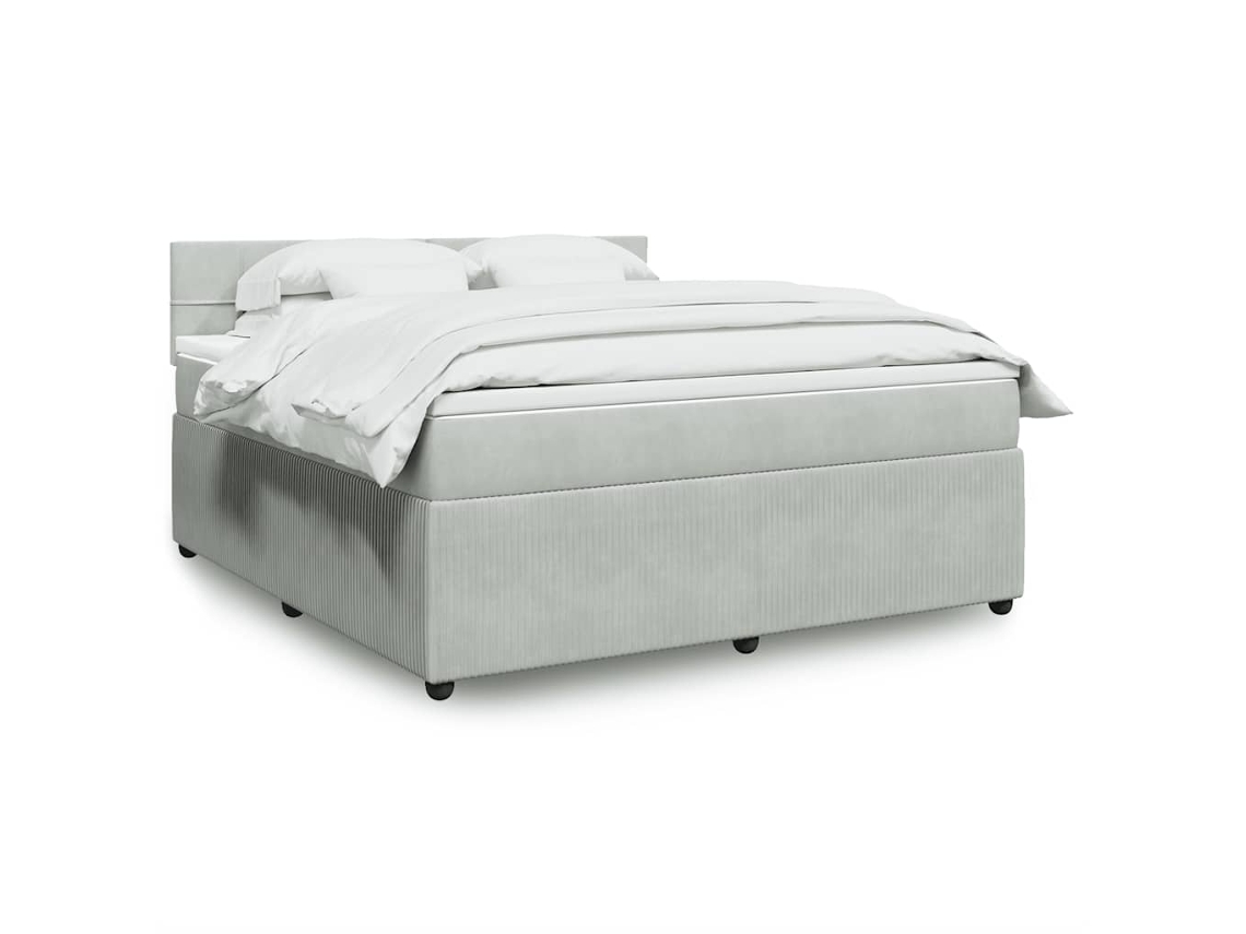 Vidaxl Cama Com Molas/colchão 180x200 Cm Veludo Cinzento-claro
