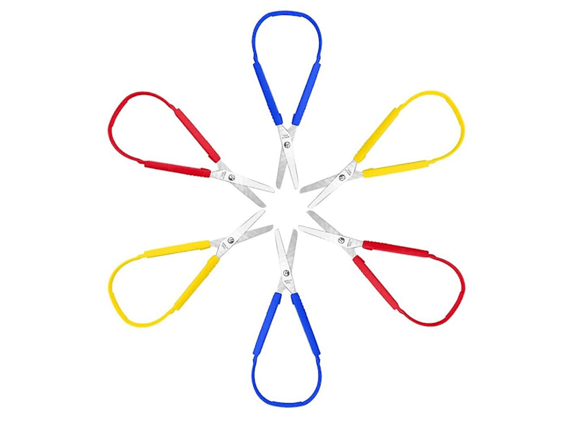 Conjunto De 6 Tesouras Autoadesivas Com Argola, Coloridas, Adaptáveis​​ Para Crianças E Adultos, Para Uso Em Casa, No Escritório E Na Escola