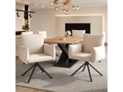 6 Sillas Giratorias Terciopelo Beige 360° Patas Metal