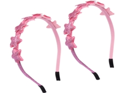 Conjunto de 2 tiaras rosa com estrelas brilhantes em tecido não tecido, cor suave.