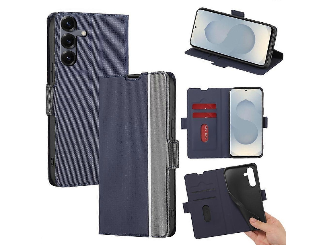 Capa De Couro Para Celular Com Textura De Sarja E Botões Laterais