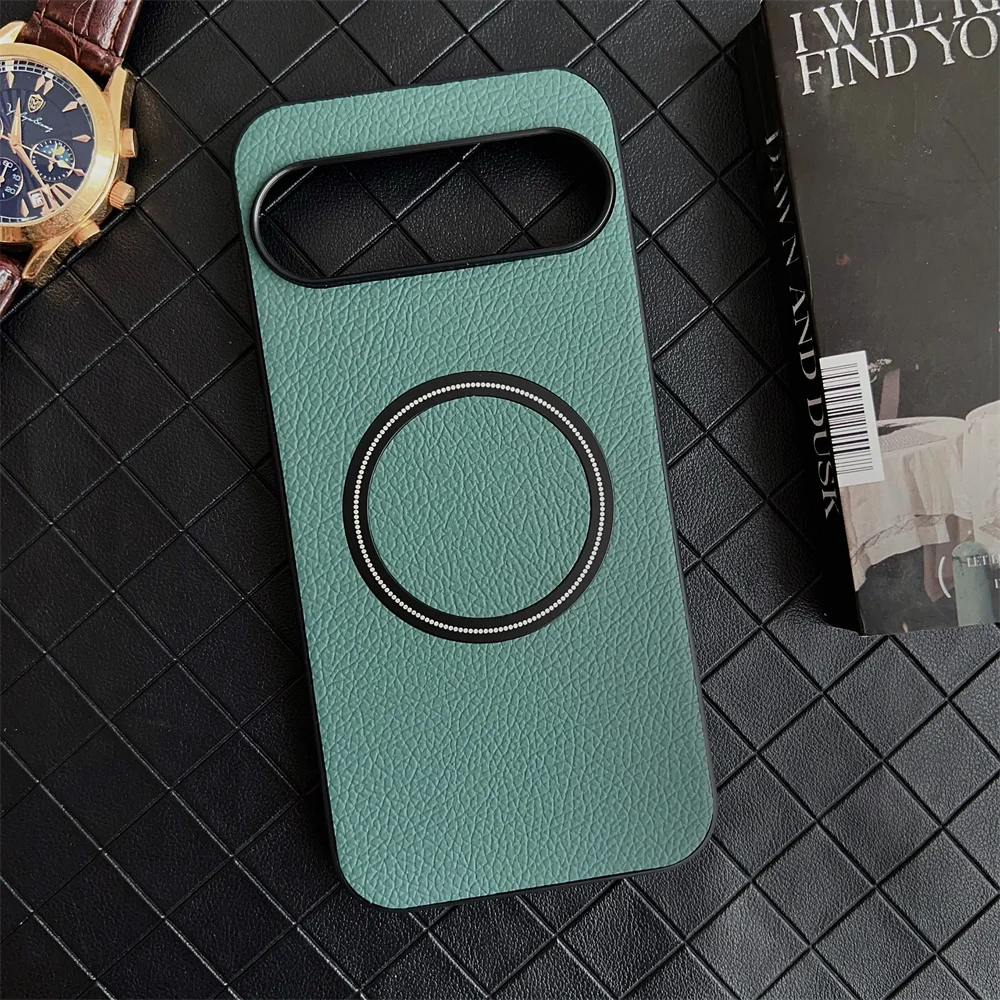 (verde, Google Pixel 10 Pro) Capa De Couro Com Textura Litchi, À Prova De Choque, Carregamento Sem Fio Magnético