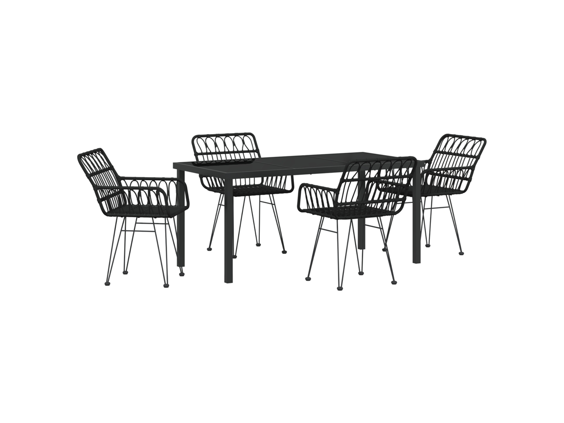 Conjunto 5 De Jantar De Jardim Vidaxl Preto Vime Poliéster