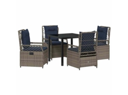 Conjunto 5 Para Jantar De Jardim Vidaxl Cinza Rattan Polimérico