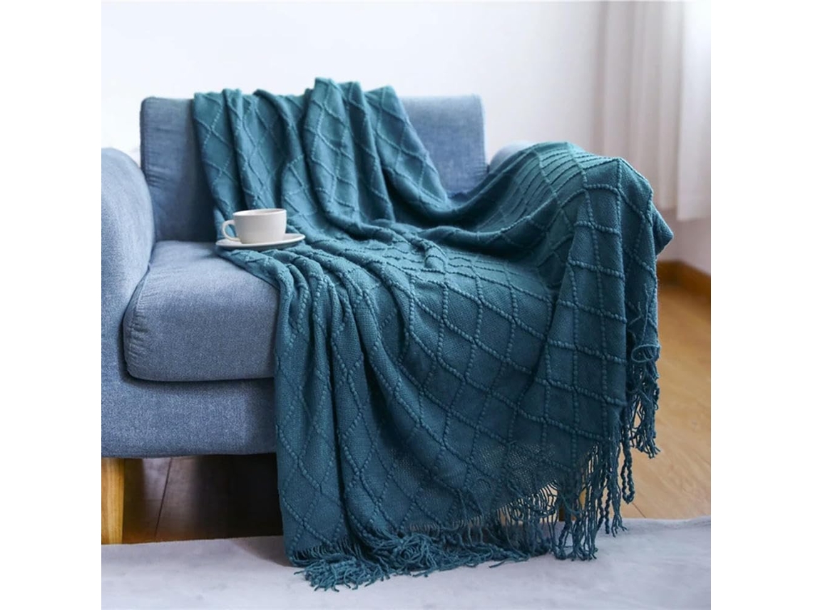 Manta de Tricô com Pompons Colcha Grossa e Luxuosa Estilo Vintage Fazenda Extragrande, Macio, Quente, Ideal Pa