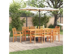 Vidaxl Conjunto De Jantar Para Jardim 9 Unid. Castanho