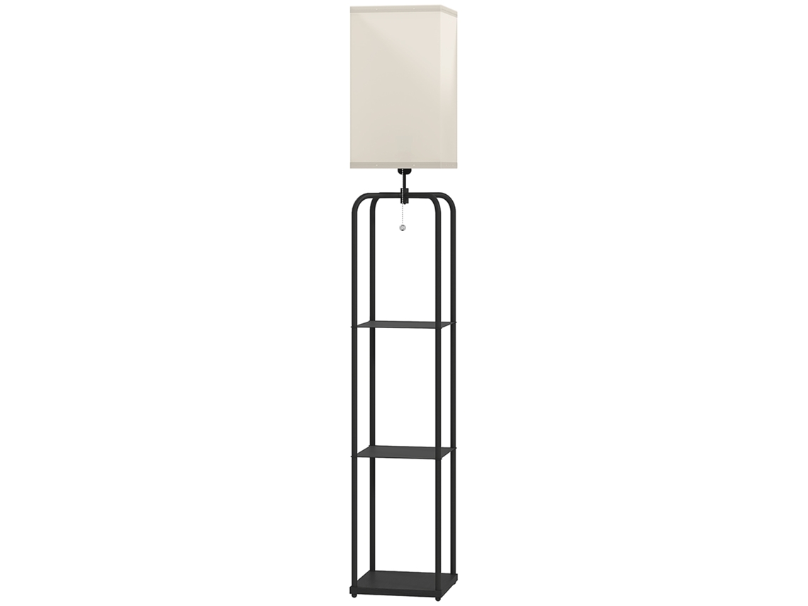 Abajur de Piso com Prateleiras (tecido, Interruptor de Corrente, Sala/quarto, 3 Lâmpadas)