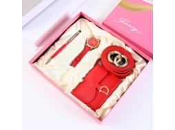 Conjunto de Presente Feminino com Relógio de Pulseira de Malha e Caixa Laranja SPQMENT