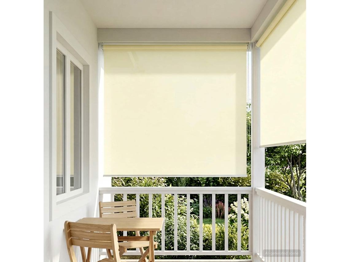 Vidaxl Persiana De Rolô Para Exterior Com Proteção Uv Creme Poliéster
