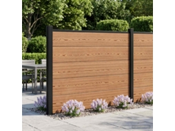 Vidaxl Conjunto De Cercas 180 X 105 Cm Wpc E Alumínio Castanho