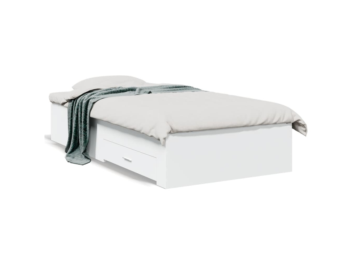 Estrutura Cama C/ Gavetas Vidaxl Derivados De Madeira Branco (193 X 93 X 32 Cm)