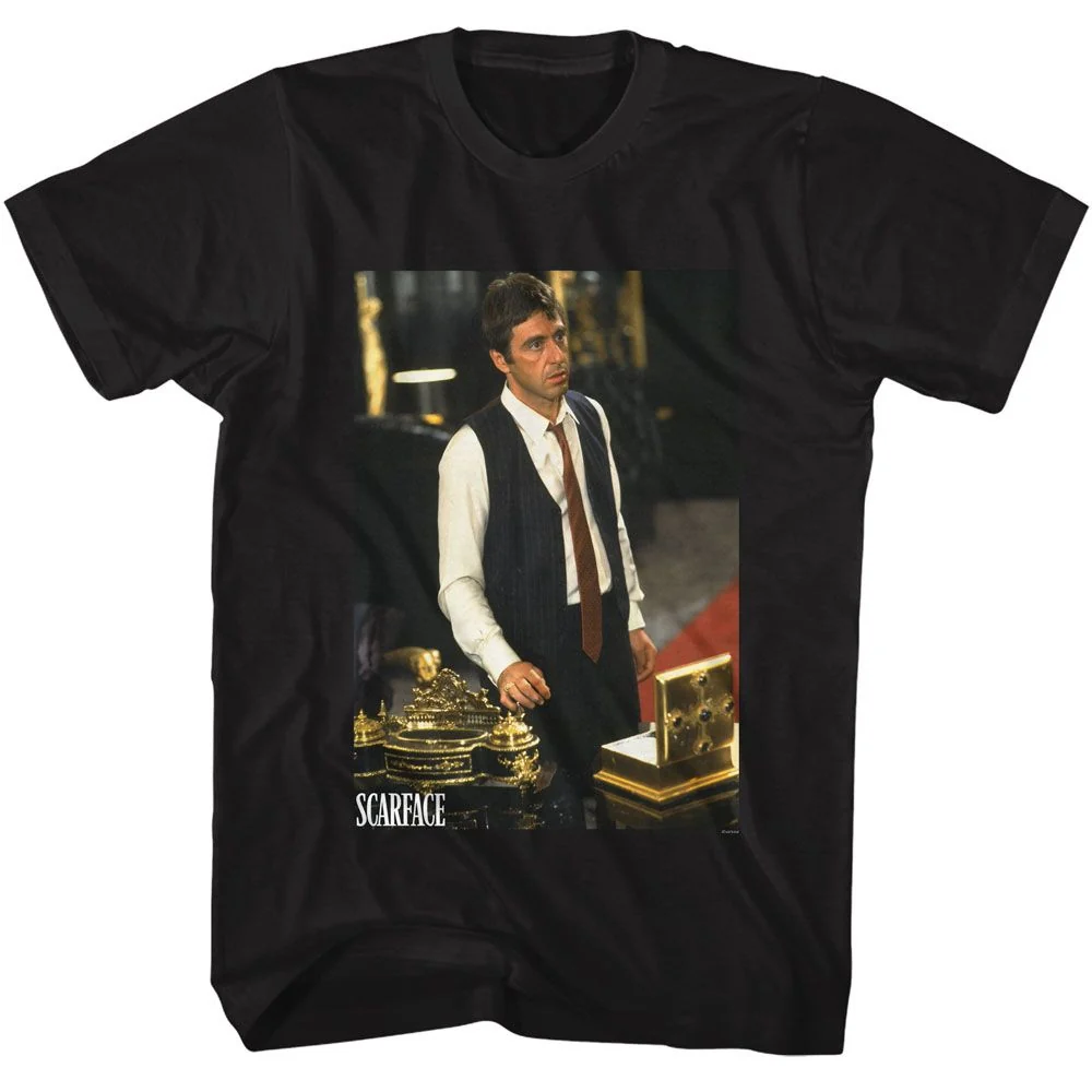 Rockinstone Scarface Movie Tony At His Desk Black Adult T-shirt Size:xxl