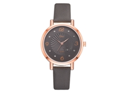 Relógio de Pulso Feminino de Quartzo Simples com Pulseira de Couro Pu Cinza