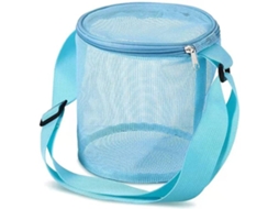 Bolsa Infantil De Malha Para Conchas, Brinquedos Praia, Bolsa Cilíndrica Coleção Conchas Com Zíper E Alça Ajustável Crianças, Azu -aquaforge