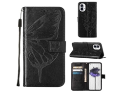 Capa De Celular For Nothing Phone 1 Em Couro Com Estampa De Borboleta