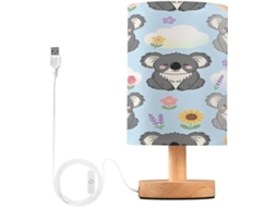 Abajur De Cabeceira Koala Para Quarto, Com Portas De Carregamento Usb C, Luminária De Mesa Cabeceira, Luminária De
