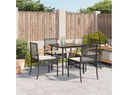 Conjunto 5 Peças Jantar P/ Jardim C/ Almofadões Vime Pe Preto Dkd Home Decor