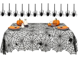 Caminho De Mesa Preto Com Estampa De Aranhas, 137 X 183 Cm |