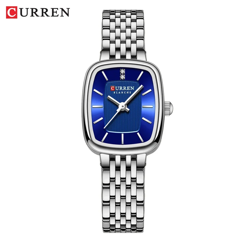 Relógio Feminino MDUG pulseira de aço inoxidável, resistente à água (azul prateado)