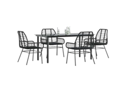 Vidaxl Conjunto De Jantar Jardim 5 Peças Vidro Vime Pe Preto