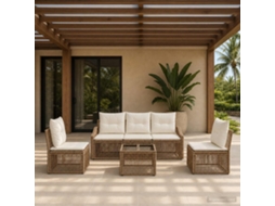 Vidaxl Conjunto De Sofá De Jardim 6 Unid. Bege Vime Pe