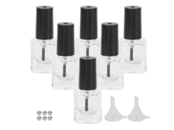 6pcs Botellas De Vidrio Vacías Para Esmalte De Uñas Con Cepillos, Embudo Y Bolas De Acero