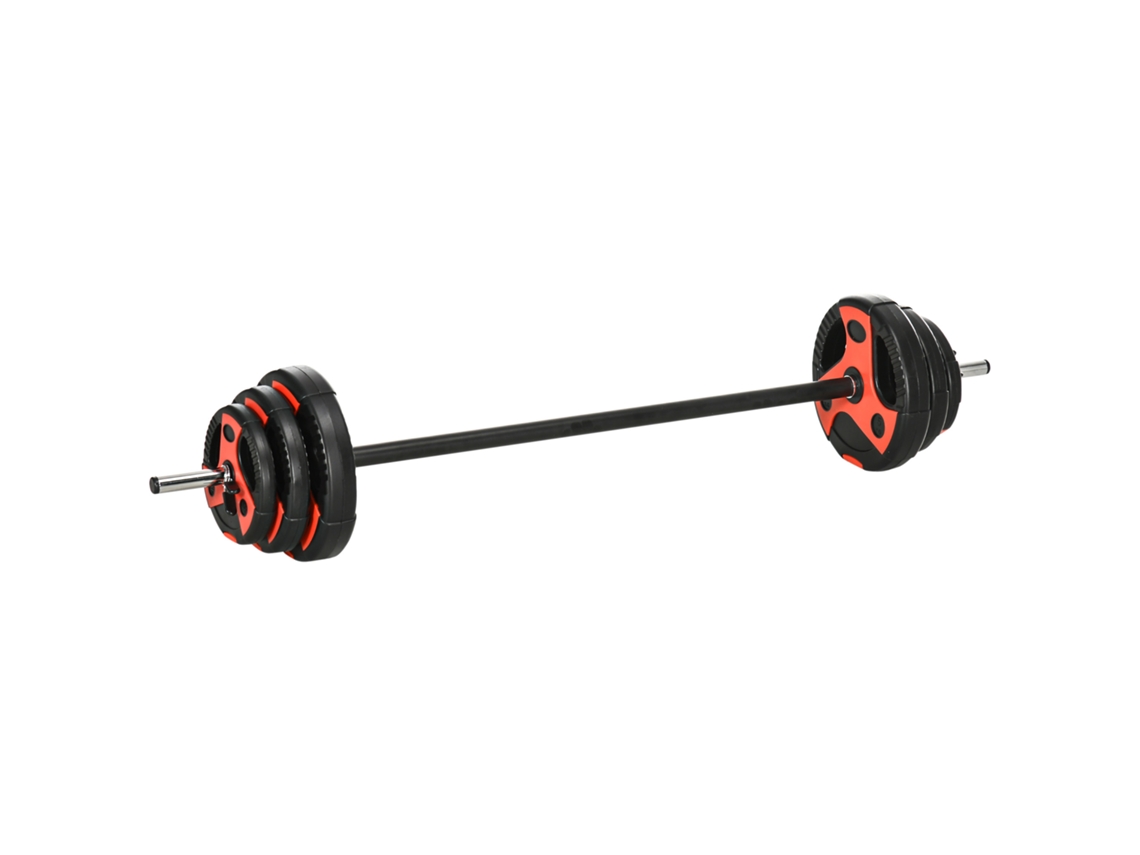 Barra De Pesos Com Disco Metal, Pu E Areia Cor Preto E Vermelho 140x17x17 Cm Sportnow