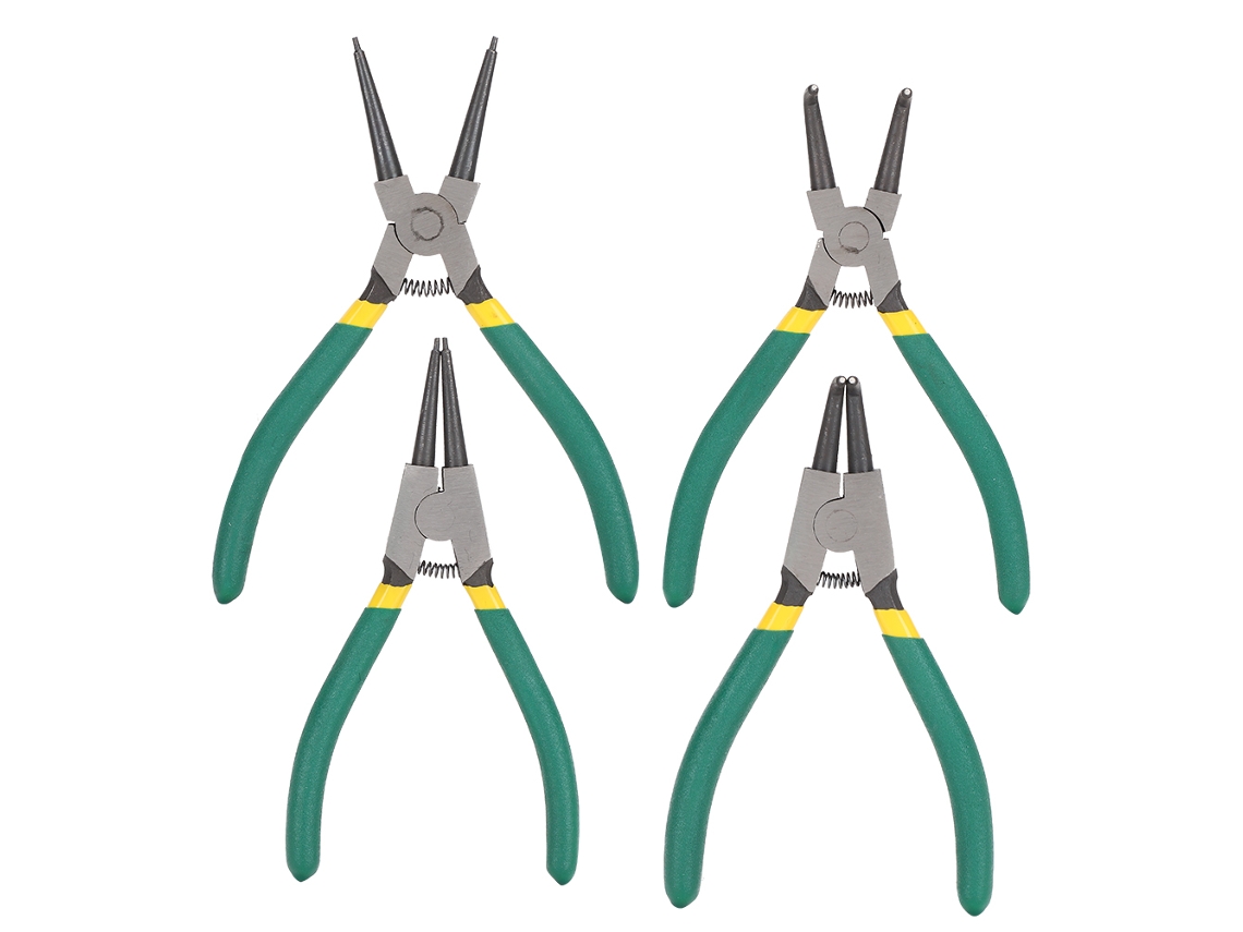 Conjunto de 4 Pinças de Circlip Pequenas Interna Externa Reta Curva 6 Polegadas