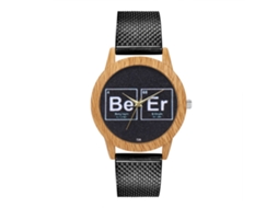 Relógio de quartzo unissex com pulseira de silicone e mostrador com letras para um estilo casual (preto)