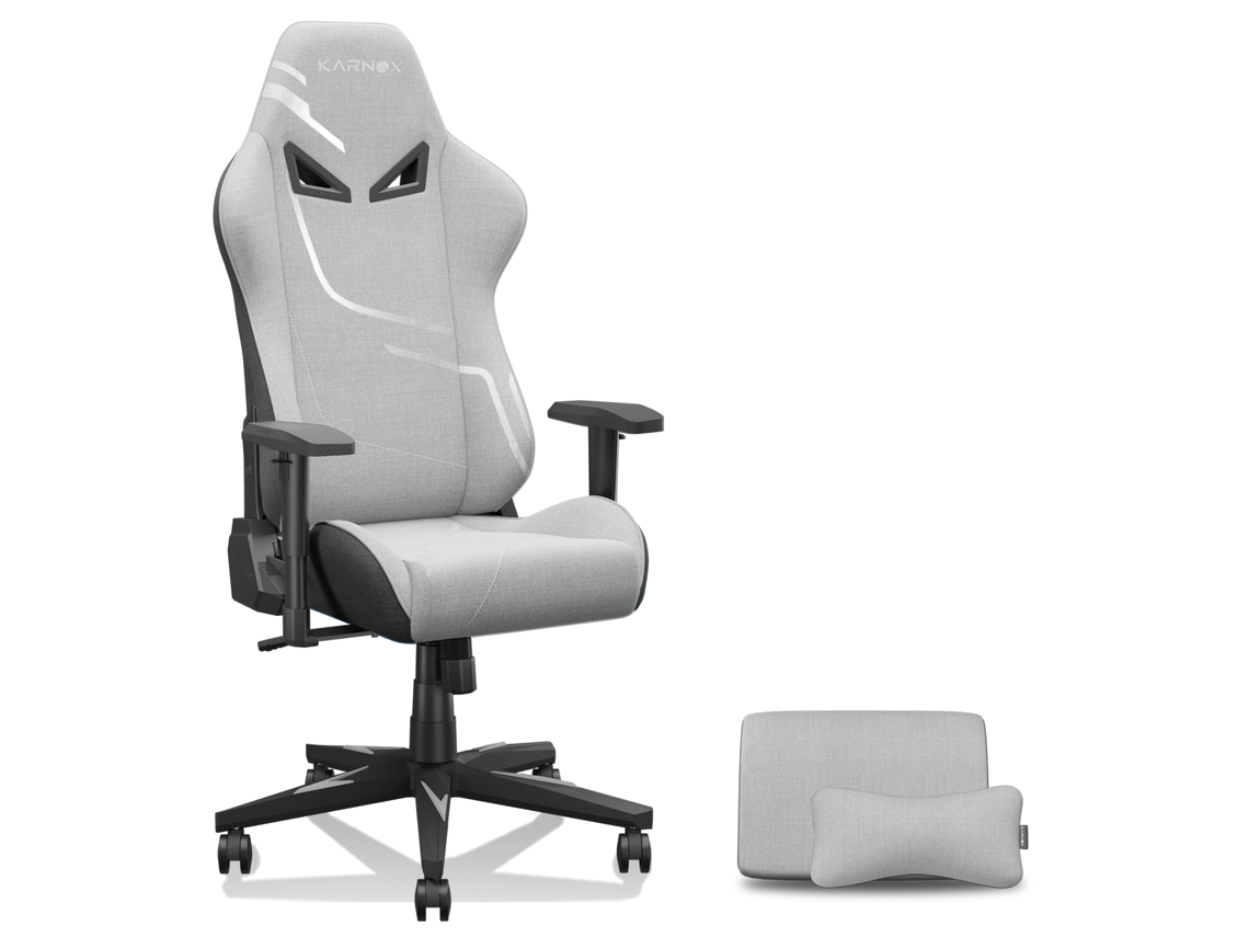Cadeira Gamer Tecido Cinza Prata Suporte Lombar Cabeça Adulto