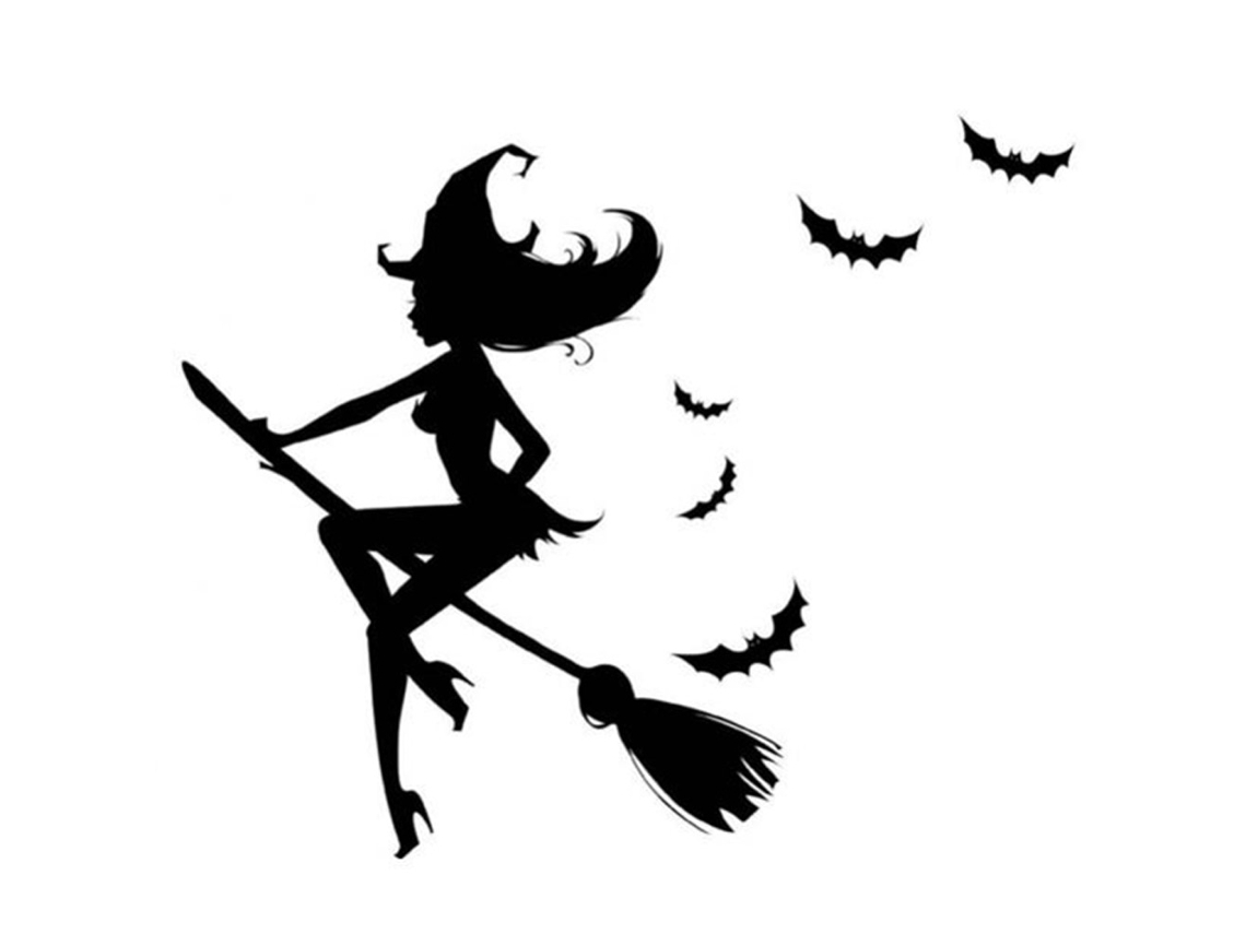 Adesivo De Parede Bruxa Em Vassoura Padrão Halloween