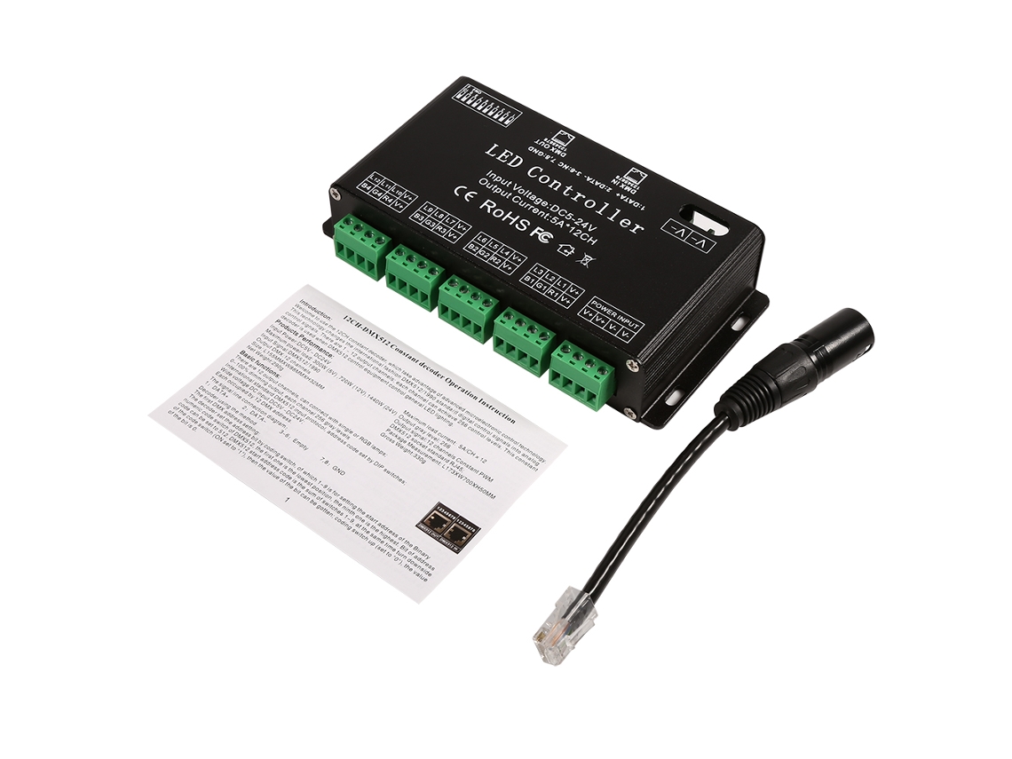 Laxiscreed Controlador Led Rgb Para 6 Ou 12 Canais, Tensão Dc 5v-24v, Alta Compatibilidade E Controle Eficiente